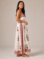 Maya - Boho Maxi-jurk Met Brede Bandjes En Vierkante Halslijn