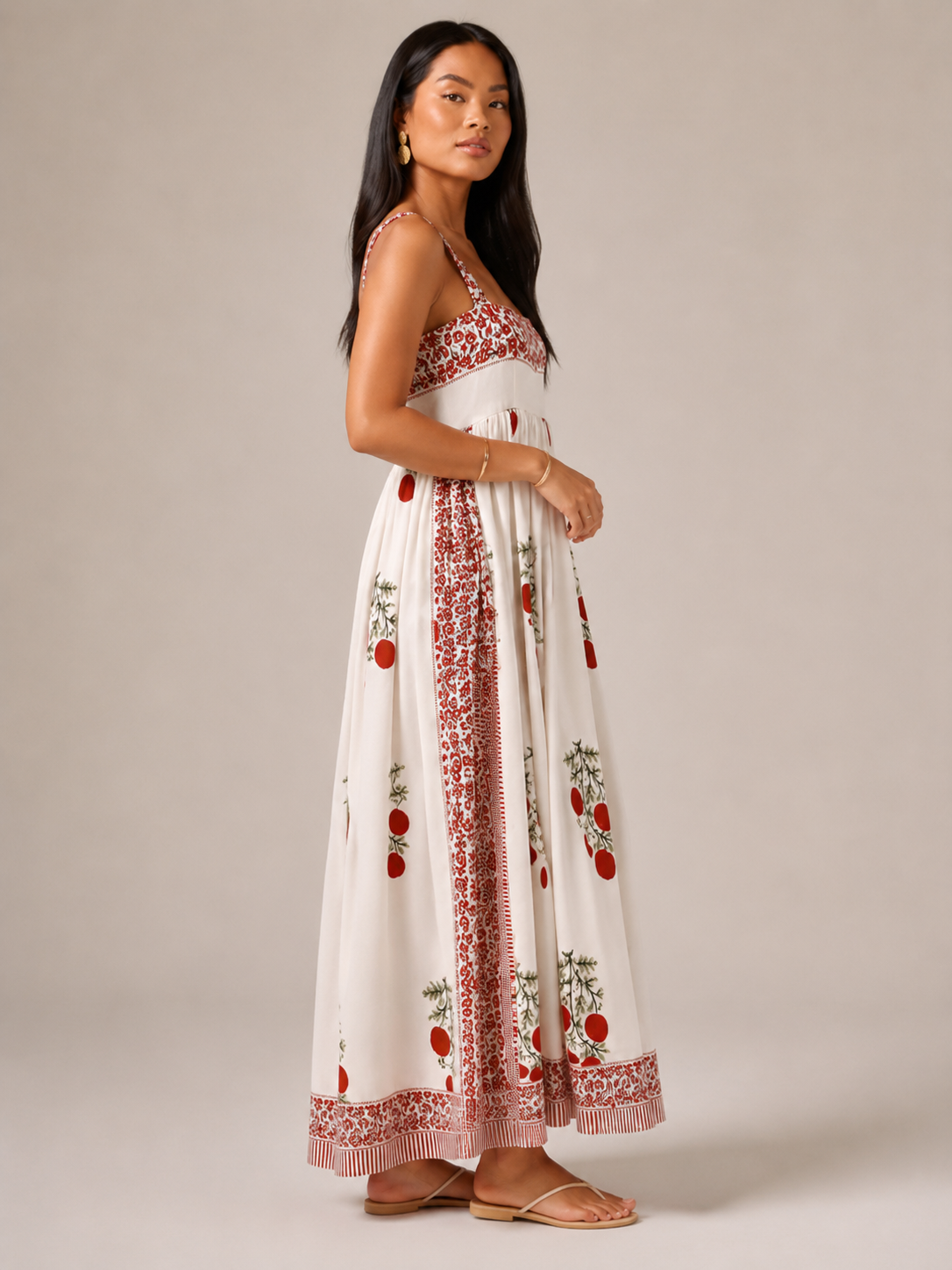 Maya - Boho Maxi-jurk Met Brede Bandjes En Vierkante Halslijn