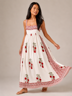 Maya - Boho Maxi-jurk Met Brede Bandjes En Vierkante Halslijn