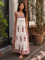Maya - Boho Maxi-jurk Met Brede Bandjes En Vierkante Halslijn