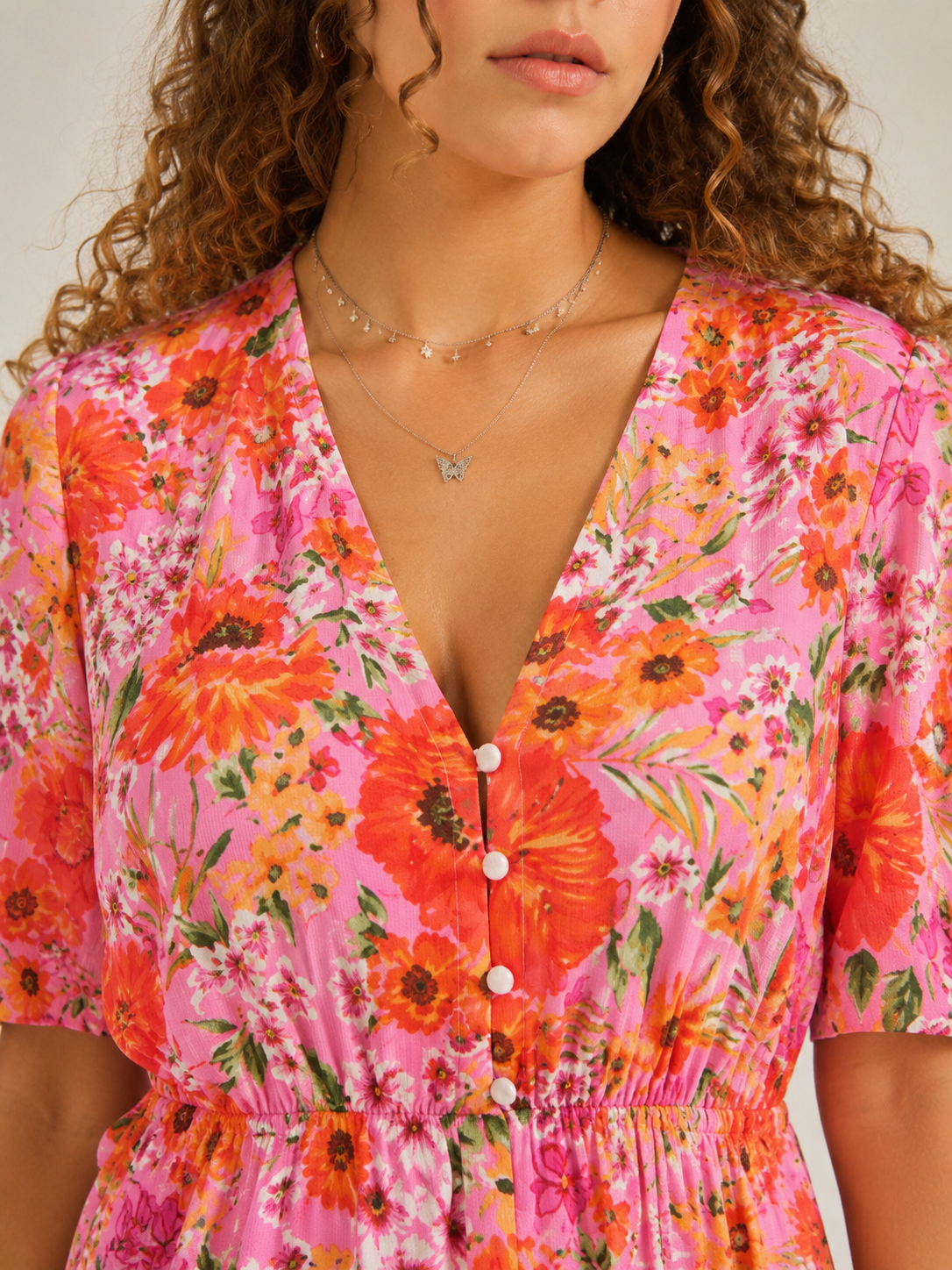 Manouk - Maxi-jurk Met Bloemenprint En Knoopsluiting