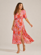 Manouk - Maxi-jurk Met Bloemenprint En Knoopsluiting