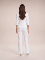Liset - dames blazer met flared broek, tweedelige set met kristalknopen