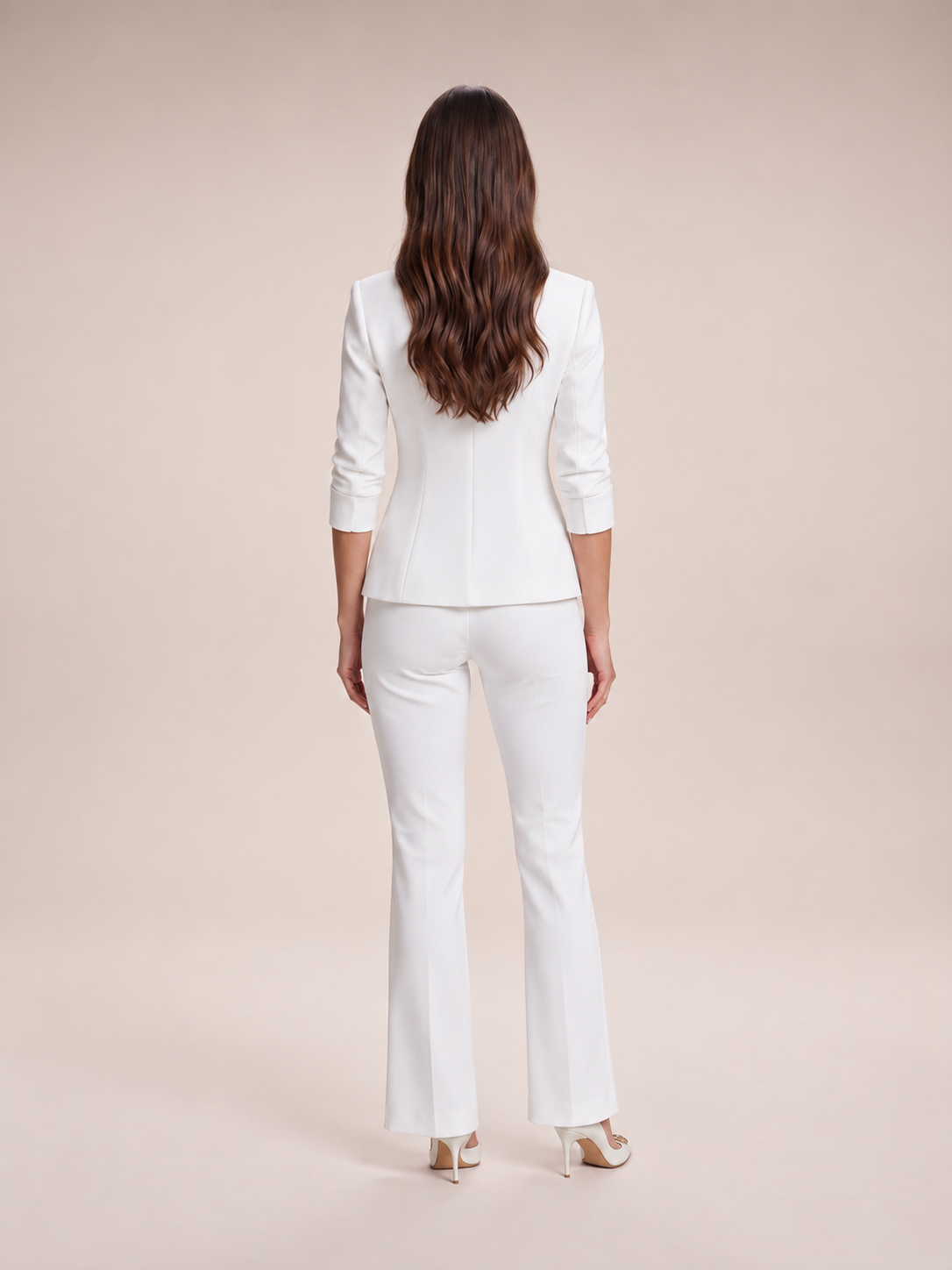 Liset - dames blazer met flared broek, tweedelige set met kristalknopen