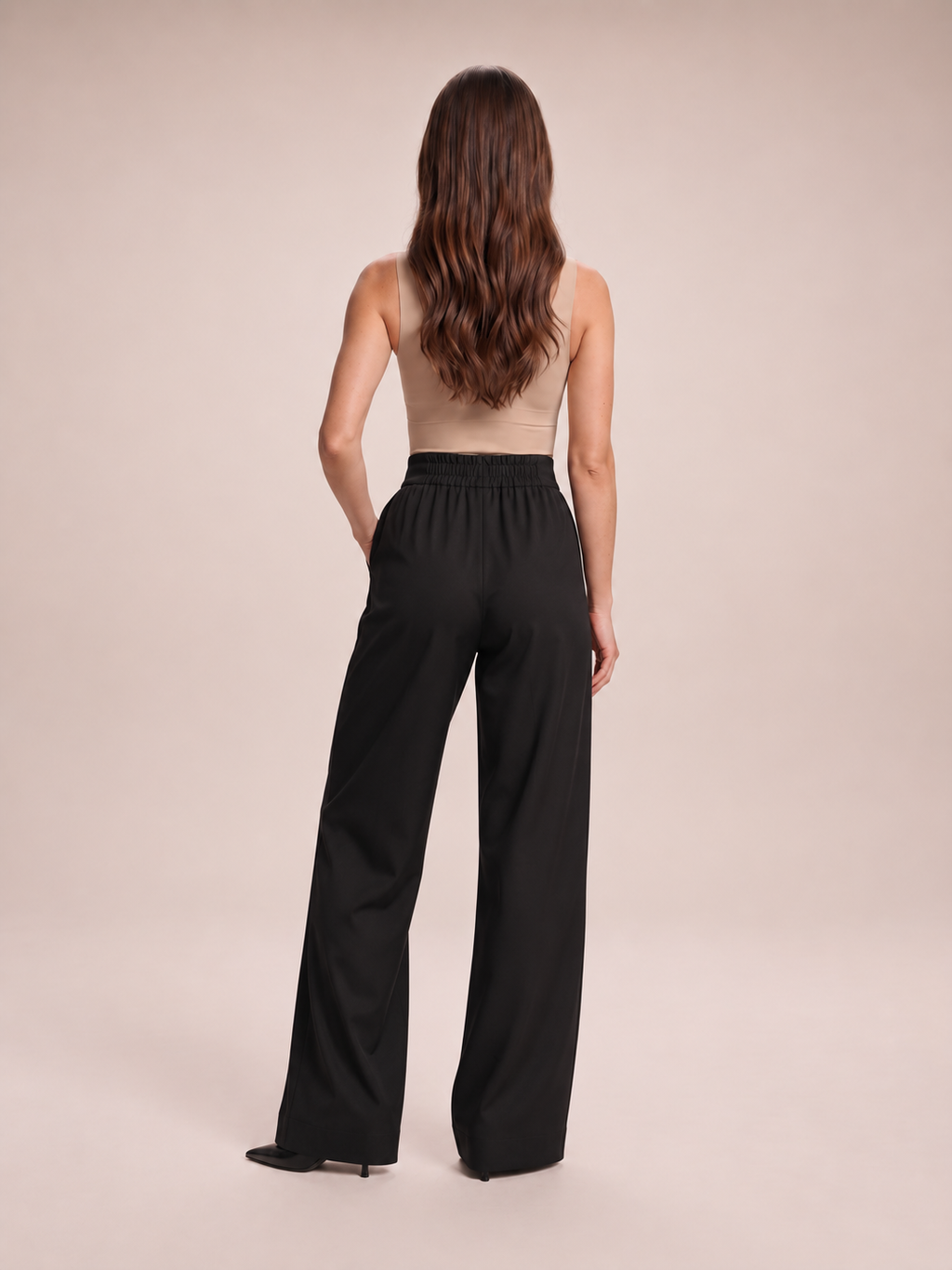 Nerina - broek dames met wijde pijpen en elastische taille