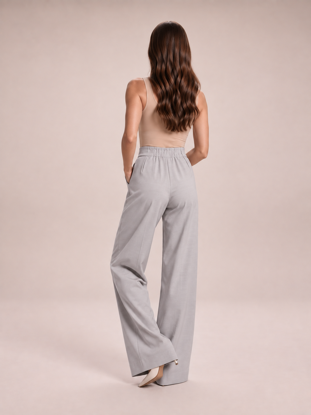 Nerina - broek dames met wijde pijpen en elastische taille