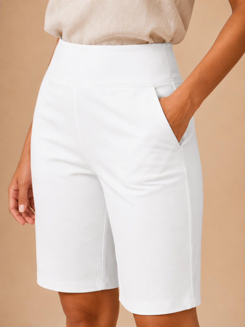 Ruby - Dames bermuda shorts met middelhoge taille en zakken