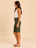 Ruby - Dames bermuda shorts met middelhoge taille en zakken