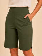 Ruby - Dames bermuda shorts met middelhoge taille en zakken
