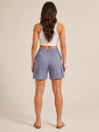 Daphne - Dames high-waist bermuda cargo shorts met elastische taille en zakken