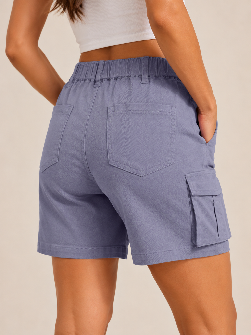 Daphne - Dames high-waist bermuda cargo shorts met elastische taille en zakken