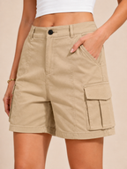 Daphne - Dames high-waist bermuda cargo shorts met elastische taille en zakken