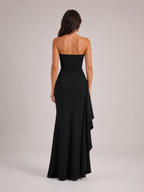 Qavina - Strapless Maxi Jurk Met Split
