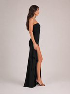 Qavina - Strapless Maxi Jurk Met Split