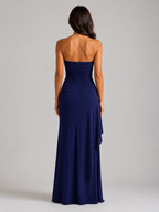 Qavina - Strapless Maxi Jurk Met Split
