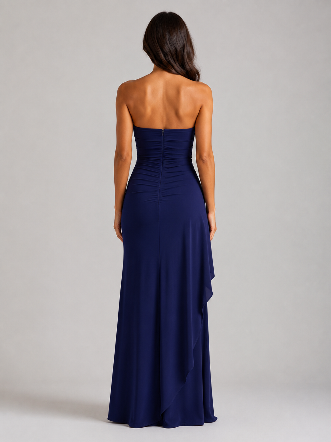 Qavina - Strapless Maxi Jurk Met Split