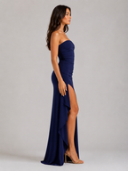 Qavina - Strapless Maxi Jurk Met Split