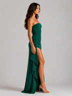 Qavina - Strapless Maxi Jurk Met Split