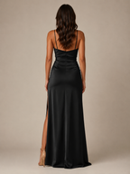 Quinelle - Midi-jurk Met V-hals En Hoge Split