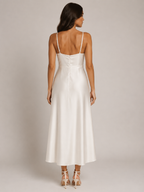 Quinelle - Midi-jurk Met V-hals En Hoge Split