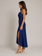 Quinelle - Midi-jurk Met V-hals En Hoge Split