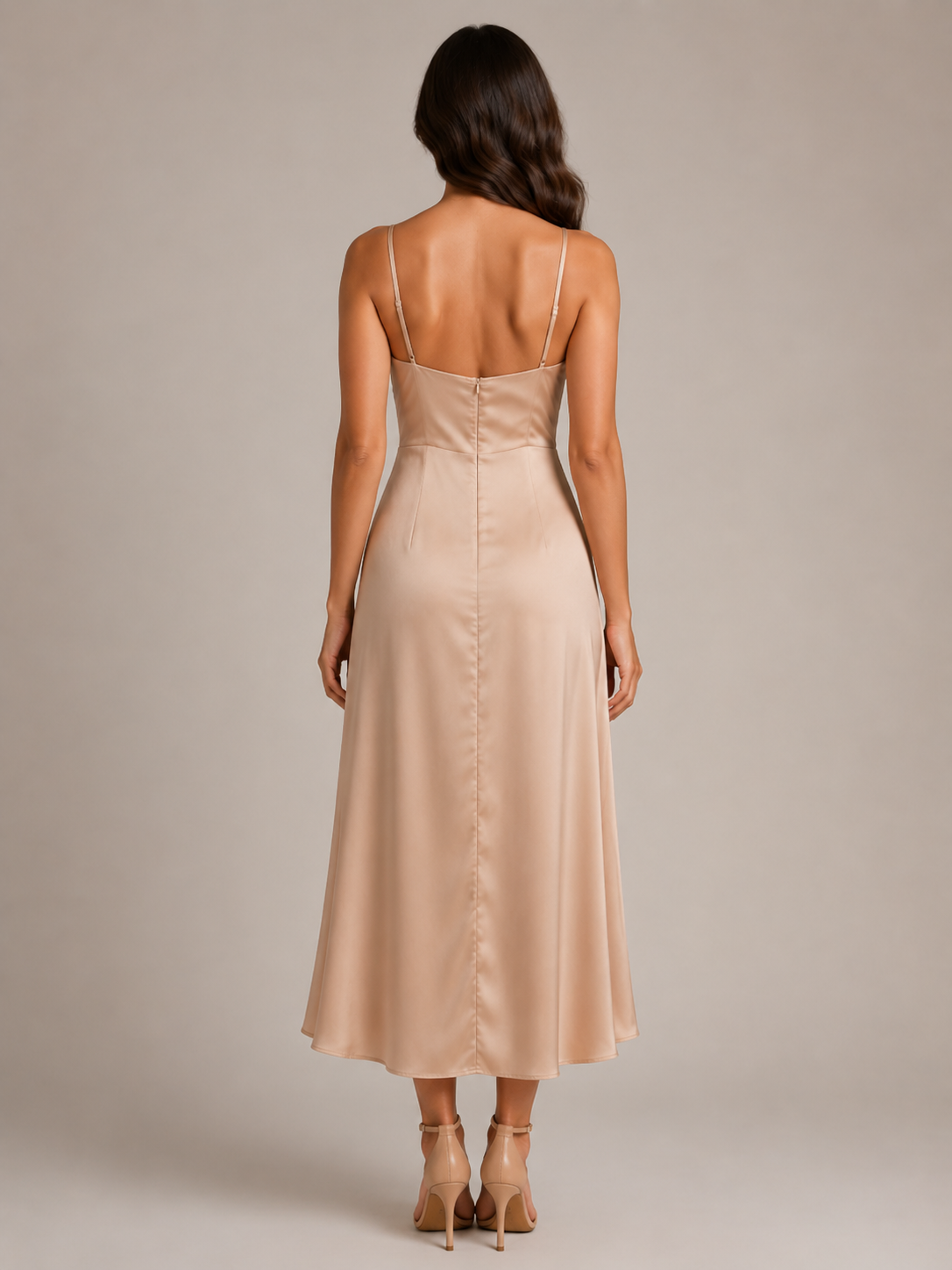 Quinelle - Midi-jurk Met V-hals En Hoge Split
