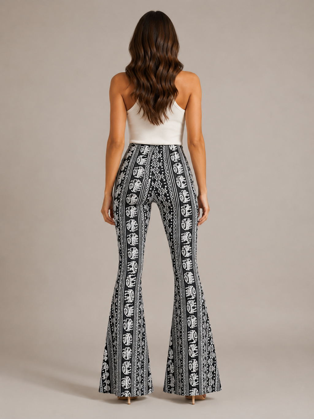 Qadence - Dames Flared Broek Met Sierlijke Print