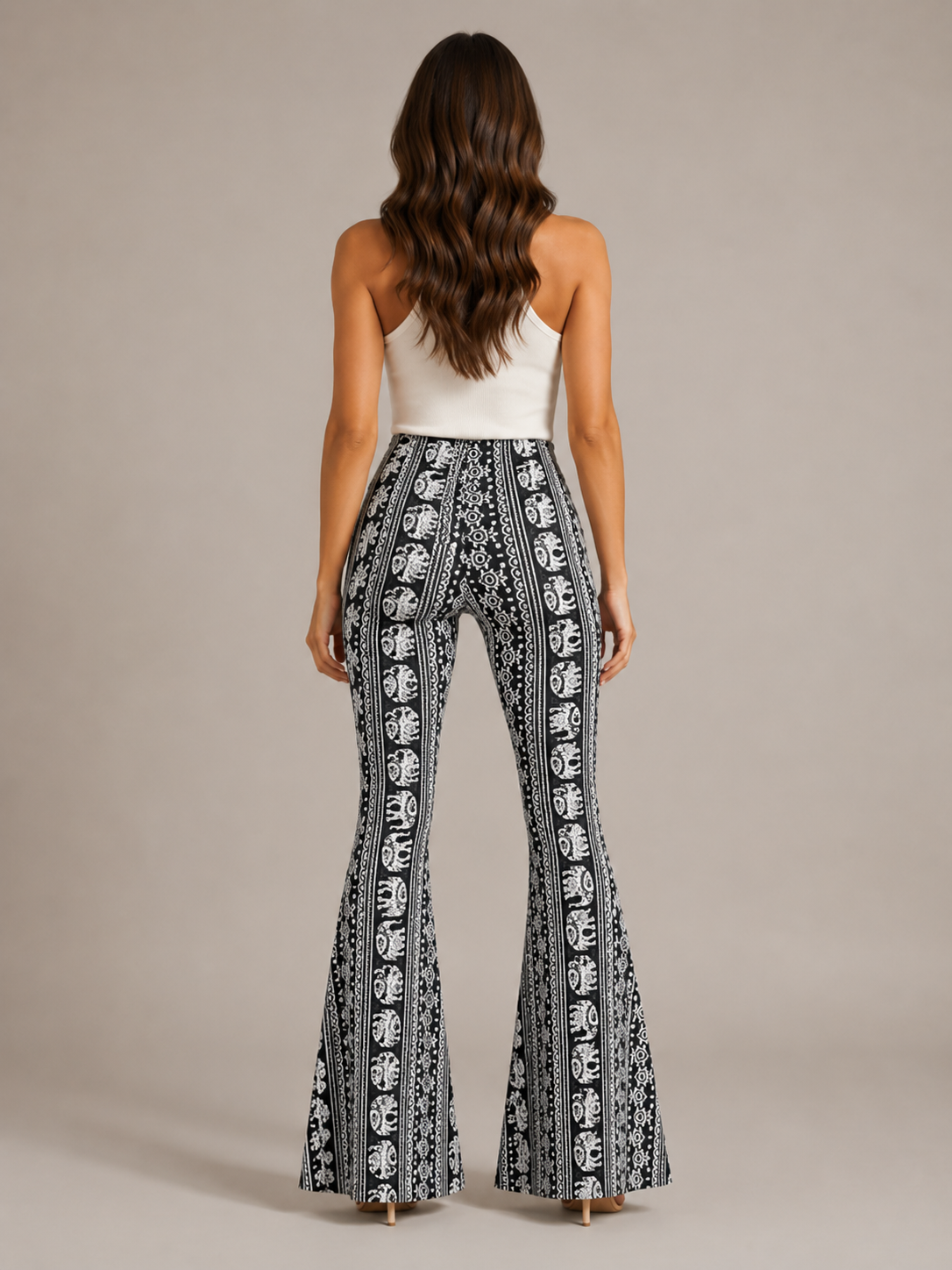 Qadence - Dames Flared Broek Met Sierlijke Print