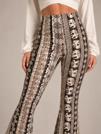 Qadence - Dames Flared Broek Met Sierlijke Print