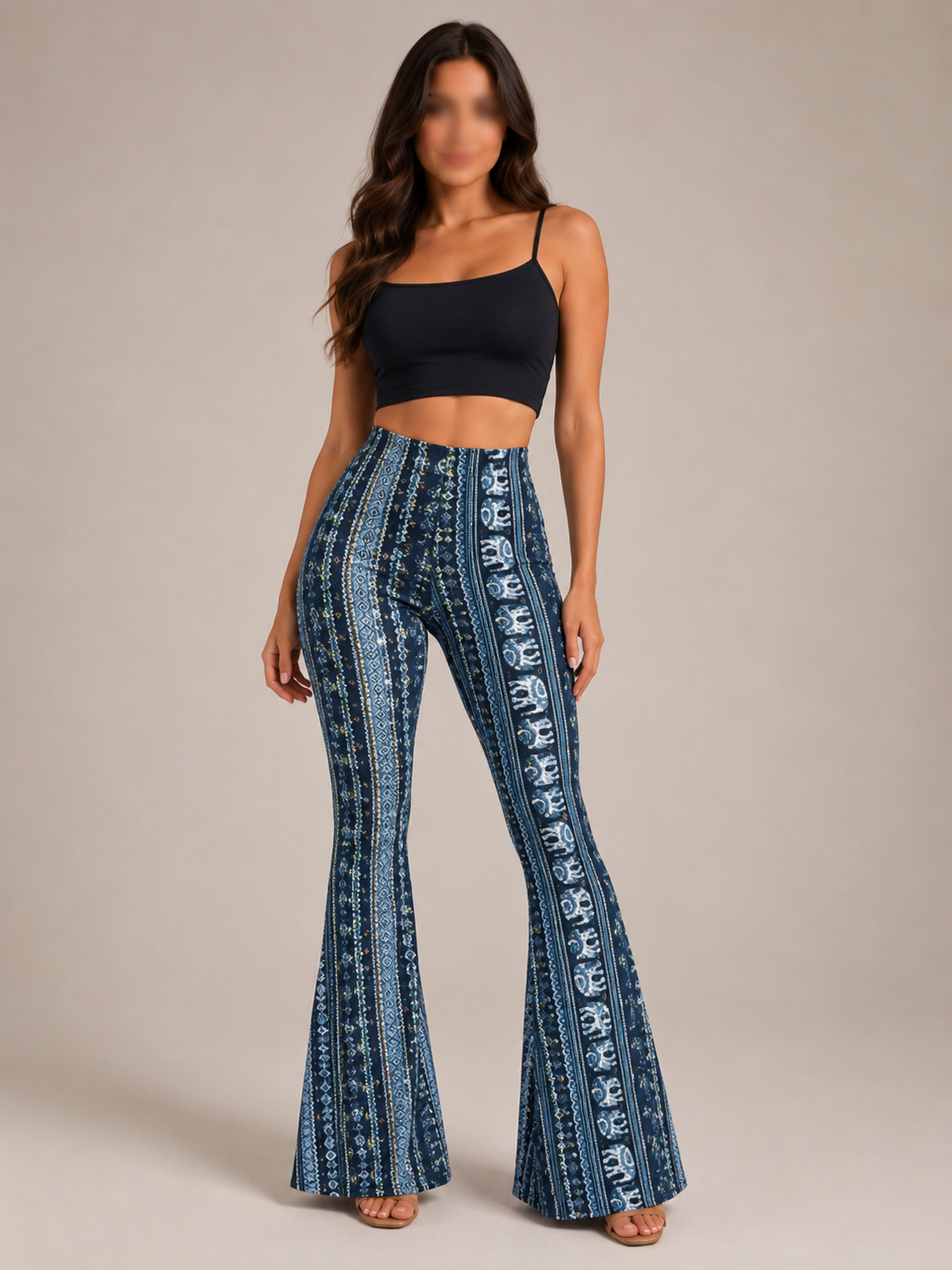 Qadence - Dames Flared Broek Met Sierlijke Print