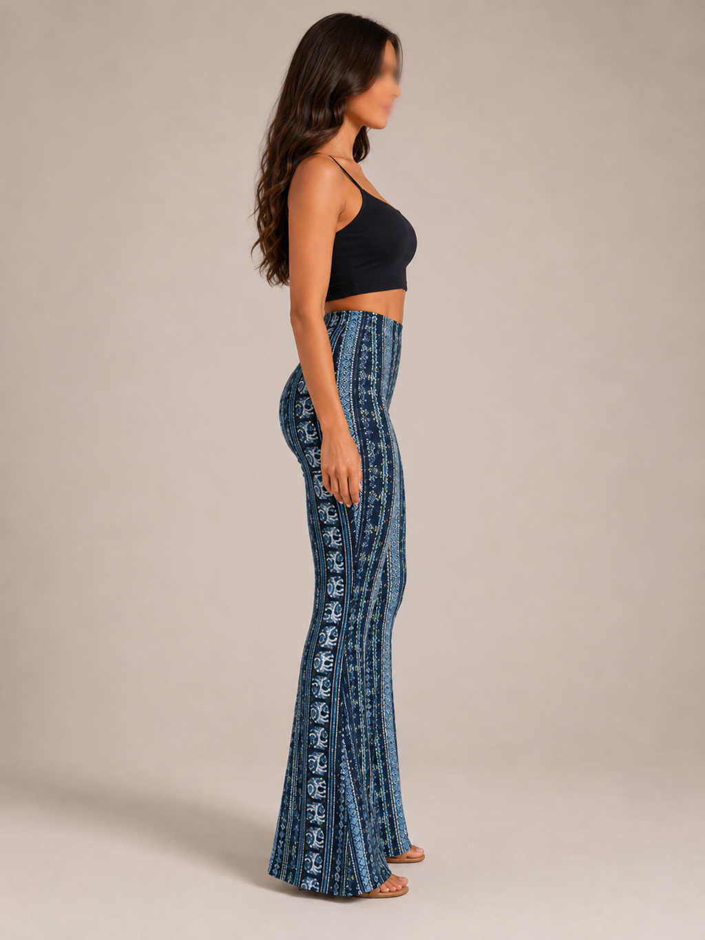 Qadence - Dames Flared Broek Met Sierlijke Print