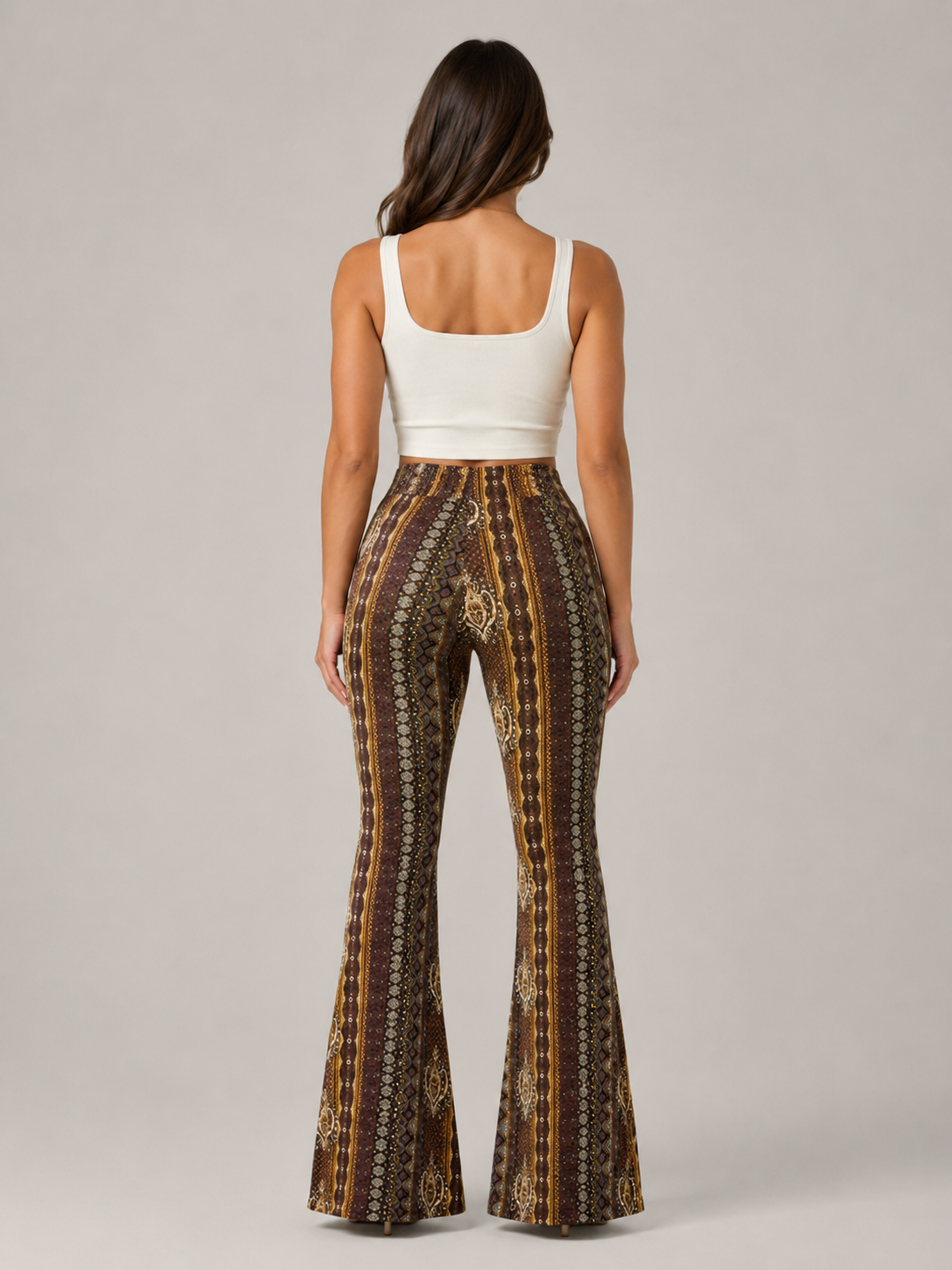Qadence - Dames Flared Broek Met Sierlijke Print
