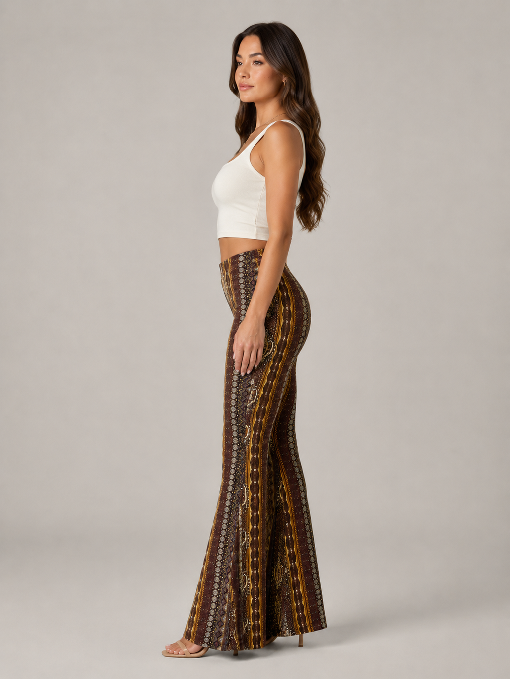Qadence - Dames Flared Broek Met Sierlijke Print