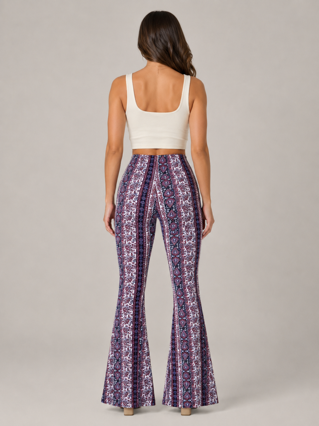 Qadence - Dames Flared Broek Met Sierlijke Print