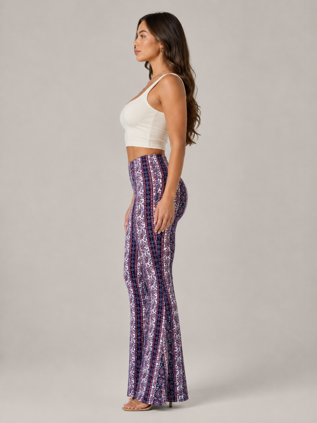 Qadence - Dames Flared Broek Met Sierlijke Print