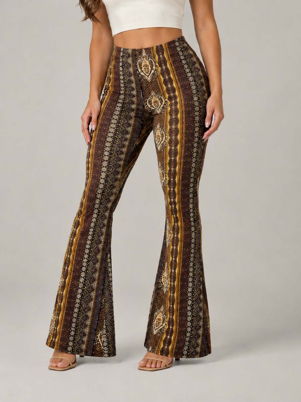 Qadence - Dames Flared Broek Met Sierlijke Print