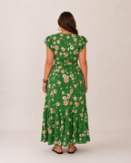 Britt - Zwierige Maxi-jurk met Bloemenprint en Flatterende Wikkelpasvorm