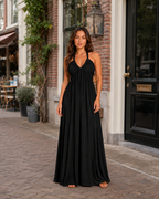 Baukje - Mouwloze Maxi-jurk Met Open Rug En A-lijn Rok
