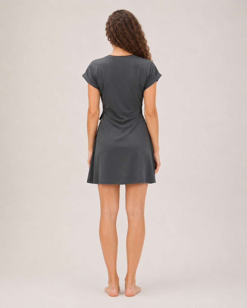 Famke - Dames T-shirtjurk Met Stretch En Opgerolde Mouwen