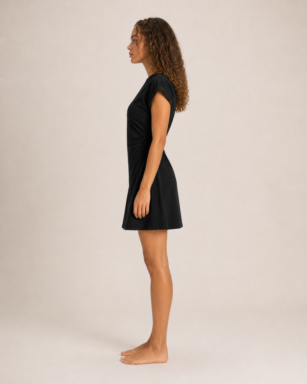 Famke - Dames T-shirtjurk Met Stretch En Opgerolde Mouwen