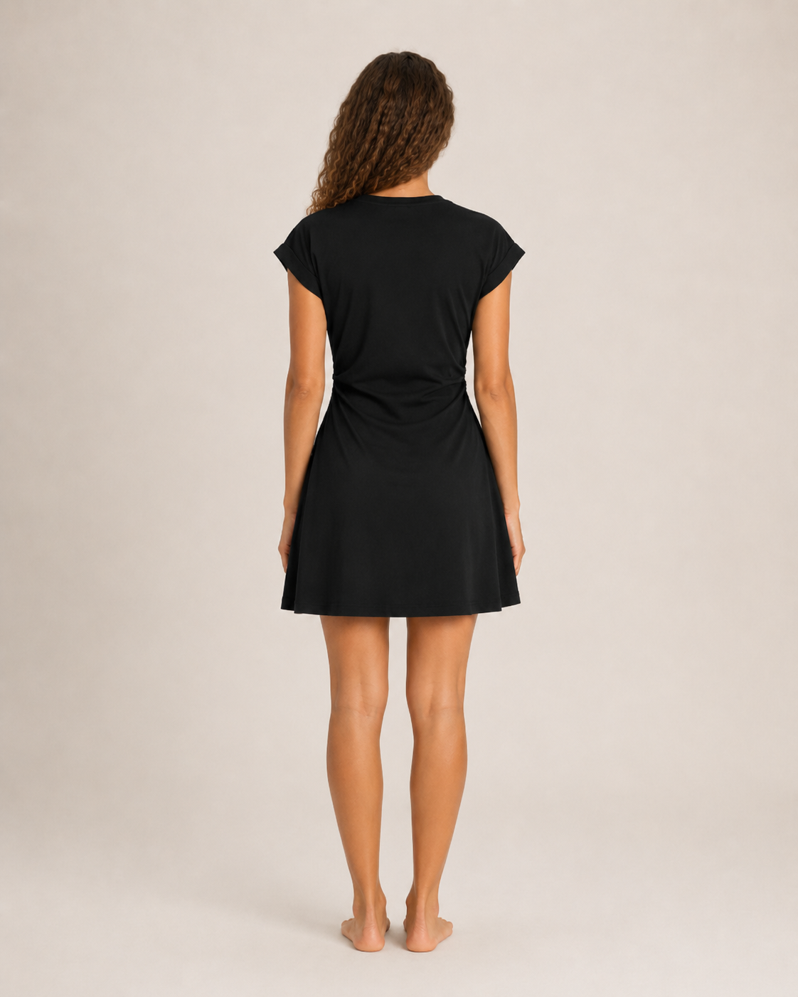 Famke - Dames T-shirtjurk Met Stretch En Opgerolde Mouwen