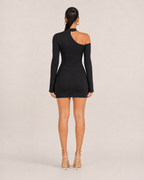 Florina - Zwarte Mini-jurk Met Asymmetrische Halslijn