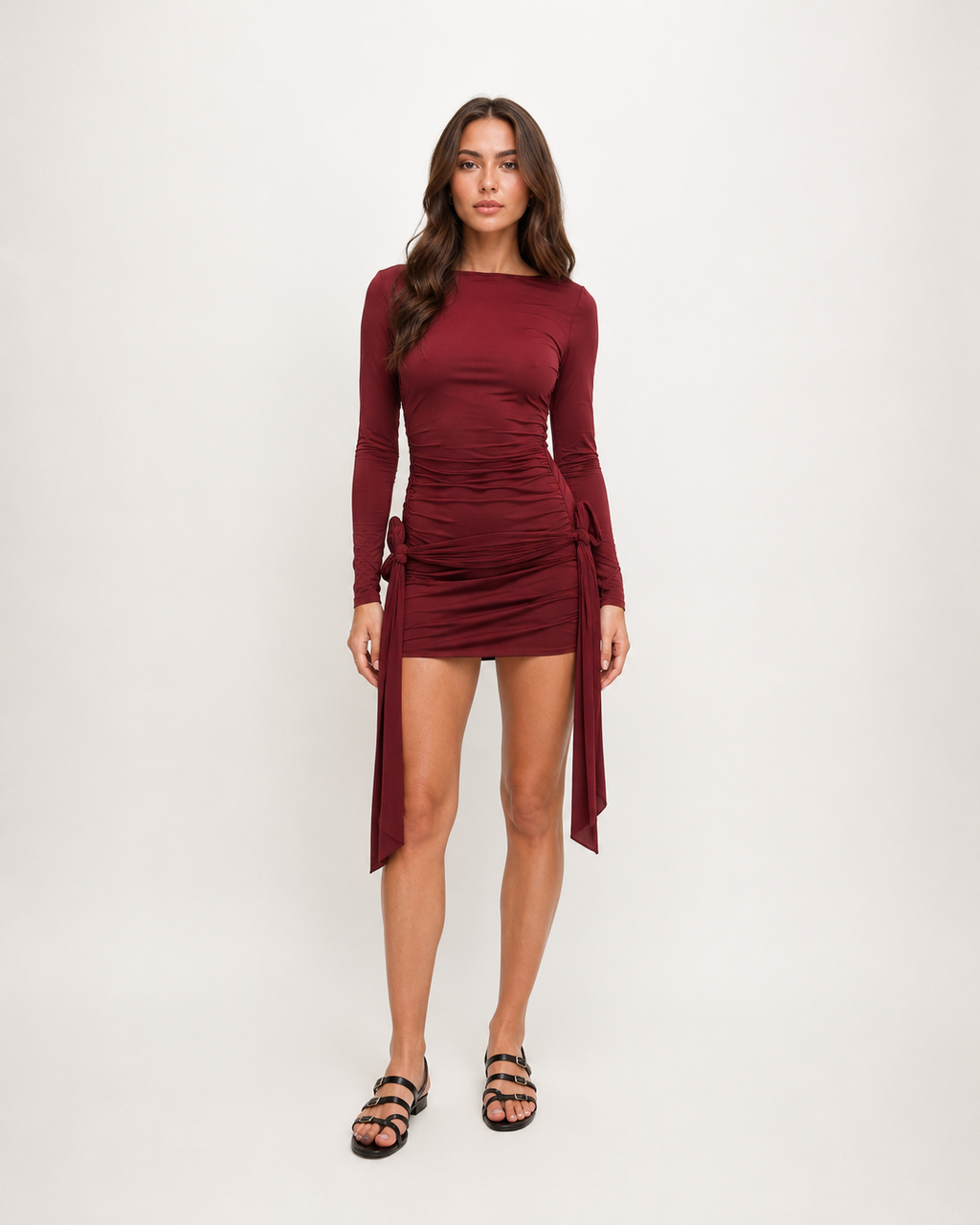 Felia - Mini-jurk Met Lange Mouwen En Strikdetails