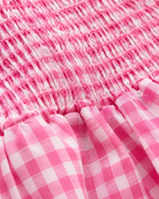 Fleurine - Roze Geruite Zomerjurk Met Smocktop En Volantrok