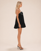 Florise - Babydoll Mini-jurk Met Kristalbandjes