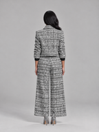 Sandrine - tweedelige dames set met geruite print en wijde pijpen
