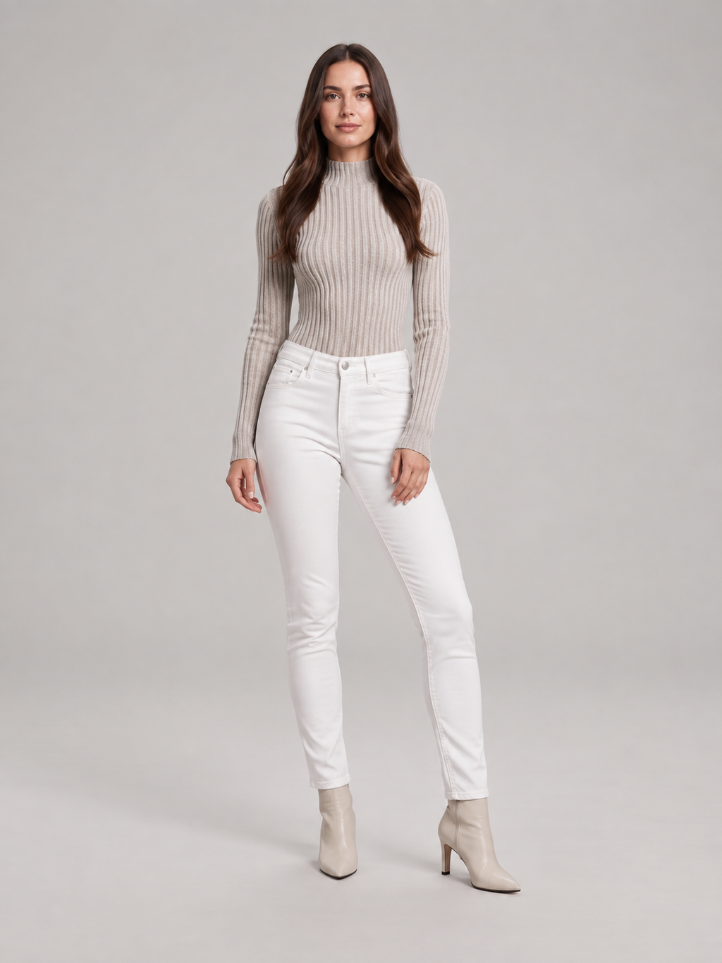 Beatriz - dames bodysuit met hoge col en ribgebreide stof