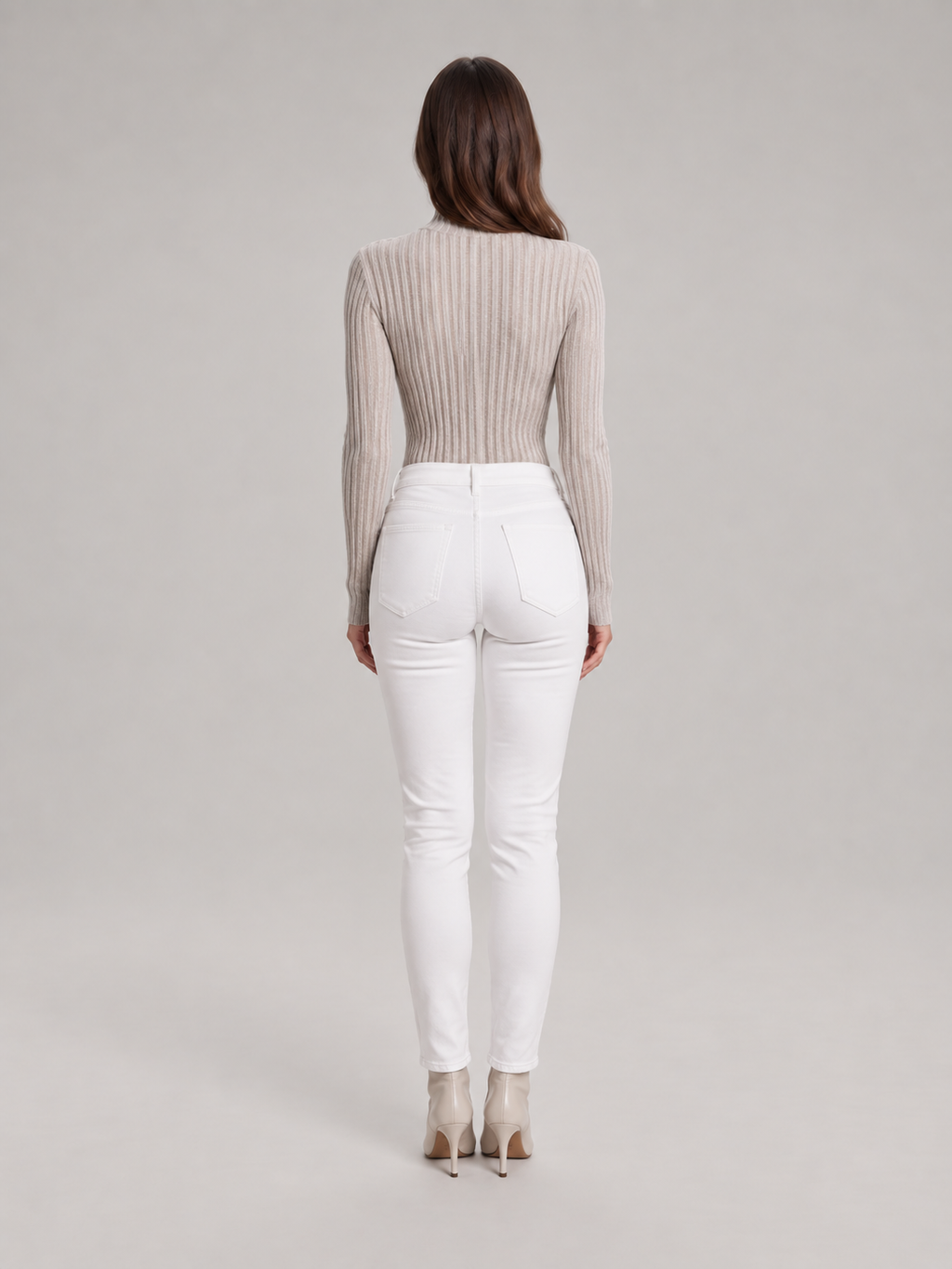 Beatriz - dames bodysuit met hoge col en ribgebreide stof