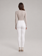 Beatriz - dames bodysuit met hoge col en ribgebreide stof