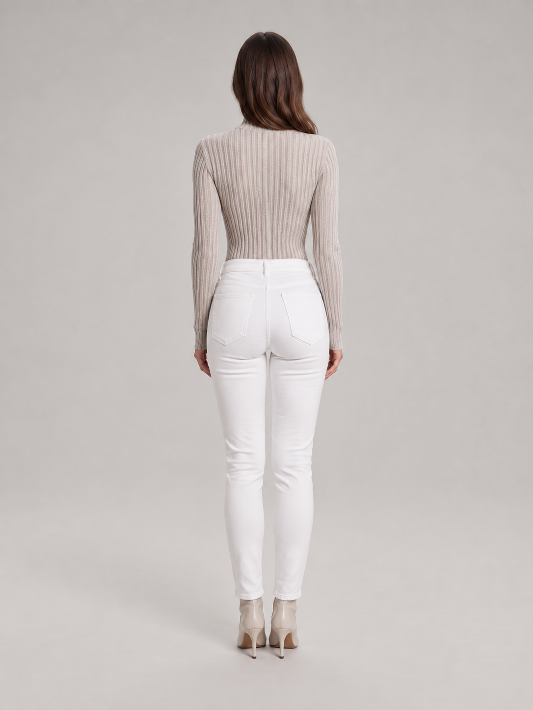 Beatriz - dames bodysuit met hoge col en ribgebreide stof